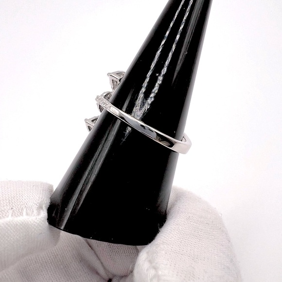 Halo Triple Pear .925 Sterling Silver Wrap Design Cz Ring - Picture 7 of 15